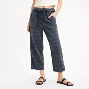 Free People Drawstring Cropped Pants Size 2 | Washed Black Utility Wide Leg